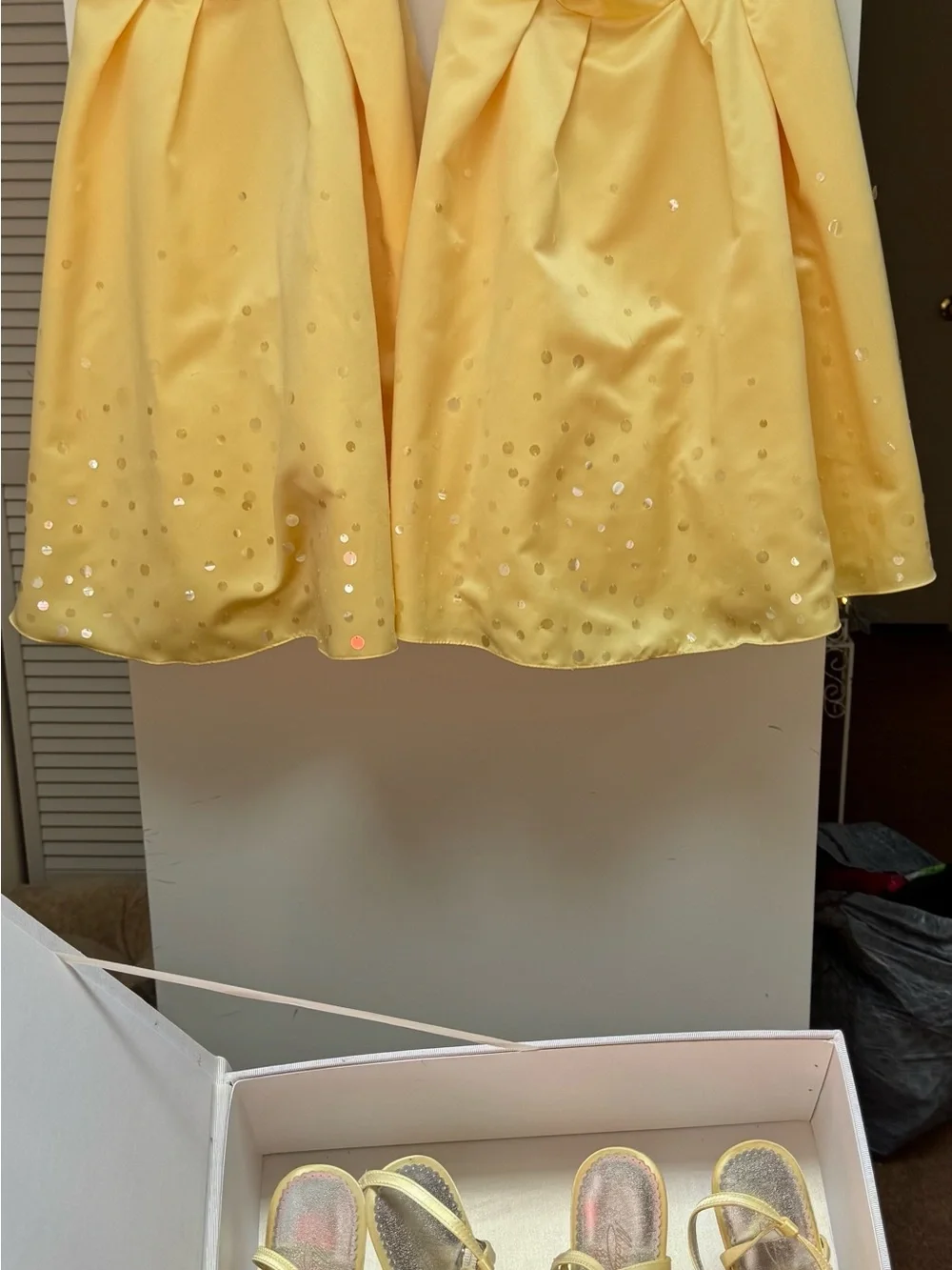 Girls' Pale Yellow Formal Party Dress with Sequin Detail (David’s Bridal) - Picture 3 of 6